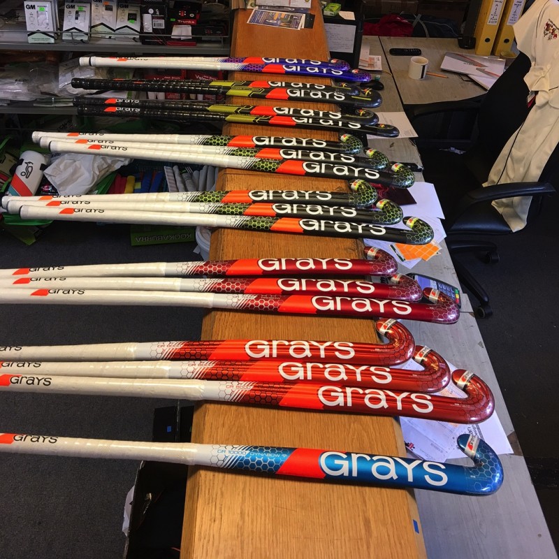 A small selection of our hockey sticks on display